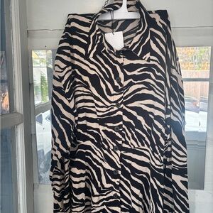 Zara Black and Cream Animal Print Shirt
